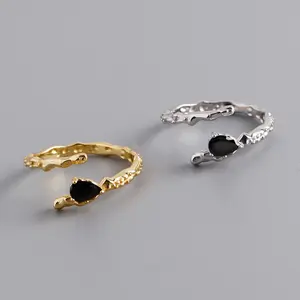Cute Design 18K Gold Plating 925 Sterling Silver crystal Adjustable Finger Ring S925 Women