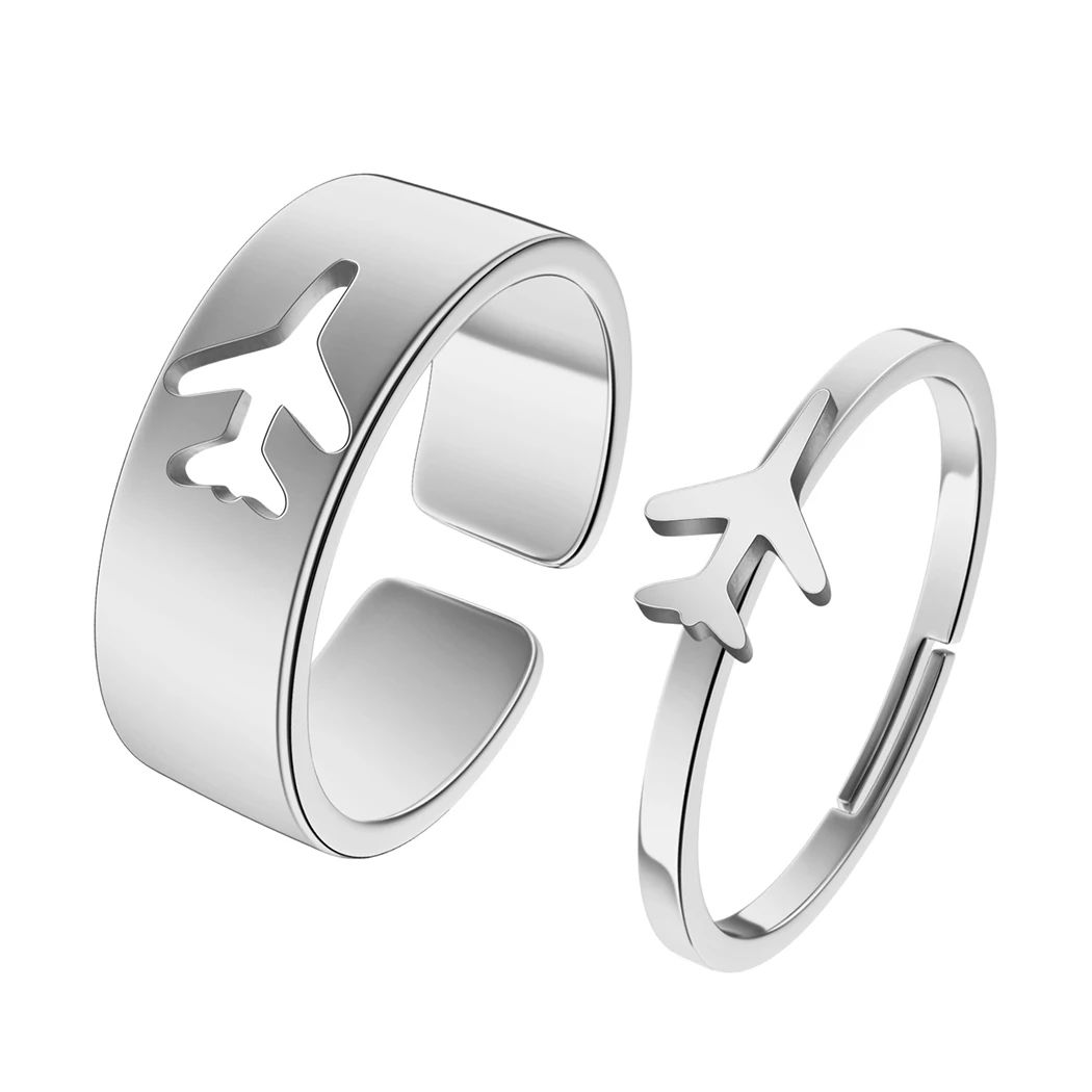 Stainless Steel Plane Adjustable Rings for Women Vintage Jewelry Silver  Wedding Band Ring Set Gift Fashion
