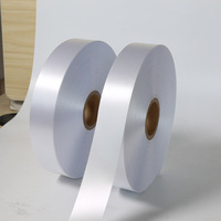 Double Face Polyester Doux Satin Vente en Gros Bon Prix 25mm Ruban d'Étiquette Blanc Polyester pour Étiquette de Vêtement