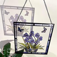 Attrape-soleil en verre teinté avec un motif de papillon iris bleu |   Œuvre d'art artisanale de 78 pouces |   Décoration de jardin d'inspiration naturelle |   Cadeau unique pour
