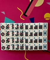 Juego de Mahjong Acrílico Personalizado con Diseño de Patines Retro y Graffiti, Fichas de Mahjong Americanas con Pintura en Aerosol Colorida