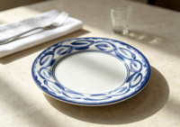 Assiette en mélamine peinte à motifs floraux colorés, bleu cobalt vintage, plat de service décoratif pour les dîners, les mariages et les repas quotidiens