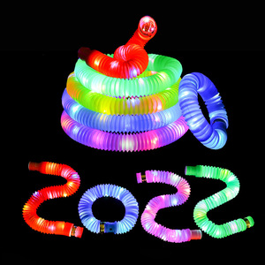 Stress Relieving Luminous Telescopic <b>Tube</b> Toy <b>LED</b> Light Water Pipe Color Pop Glow Lithium Ion Battery Lightsaber Kid's Gift Box - Product Image 2