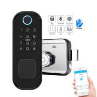 Bloqueo inteligente de huellas dactilares APLICACIÓN TTLOCK, huella dactilar, código, tarjeta RFID, llave mecánica Diente azul y bloqueo WiFi Aleación de aluminio negro