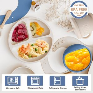 Plato de silicona de grado alimenticio para bebé, juego de alimentación por succión, vajilla, <span class=keywords><strong>platos</strong></span> para bebé, comedor, juego de vajilla para niños - Product Image 3
