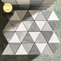 Moderne Nature Marbre Palissandro Bleu Triangle Motif Mosaïque Carreaux 10mm Parquet pour Mur Intérieur Hôtel Villa Salle de Bain Sol