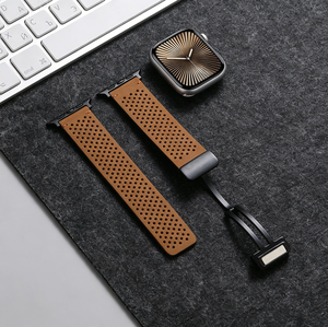 Bracelet de <span class=keywords><strong>montre</strong></span> en cuir respirant à boucle magnétique carrée creuse de 22 mm pour Apple Watch, GT5, S4, <span class=keywords><strong>Garmin</strong></span> 10 - Product Image 6