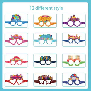 Divertidas Gafas de Fiesta de Cumpleaños Hechas de Papel 3D con 12 Estilos Diferentes para Niños - Product Image 3