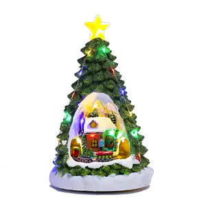 Cross-border Christmas decorations Glow music Christmas tree tabletop decoration Igloo music box Christmas gift