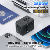 Adaptateur de voyage universel IBD PD PPS 35W, chargeur rapide portable 5 USB Type C avec câble rétractable, prise US EU AU UK