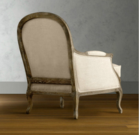 Fauteuil Rhoohill de luxe style campagnard américain rétro, canapé individuel pour salon, fauteuil de relaxation antique avec structure en bois massif
