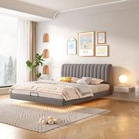 Bestseller 2023 Neues Design Schwebendes Bett Stoff-Kopfteil Italienisches Bett Schlafzimmer Beliebtes Soft-Bag Doppelbett Kingsize-Bett