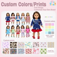 Gaun Musim Dingin Boneka 18 Inci Desain Khusus Lengan Panjang Motif Bintang Biru dan Kepingan Salju dengan Ruffle di Bagian Bawah Grosir OEM Pakaian Boneka