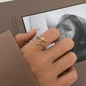 Новое модное регулируемое кольцо лиса животное кольцо для женщин ювелирные изделия оптом