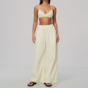 Ensemble de yoga sexy pour femmes JY, haut de yoga à bretelles spaghetti et pantalon large taille haute, tenue décontractée d'été, ensemble 2 pièces - Product Image 1