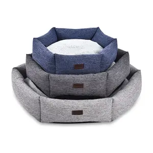Petstar Home Textile Style Warm Cozy Soft Hexagonal Imitation Linen Jacquard Fabric Cat Dog Pet Bed
