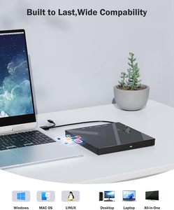 Unidad de <span class=keywords><strong>Blu</strong></span>-<span class=keywords><strong>Ray</strong></span> Externa 7 en 1, Grabadora de BD/DVD Portátil USB 3.0/Tipo-C con <span class=keywords><strong>Lector</strong></span> de Tarjetas SD/TF, Compatible con Discos de 100 GB <span class=keywords><strong>para</strong></span> <span class=keywords><strong>PC</strong></span> Portátil - Product Image 2