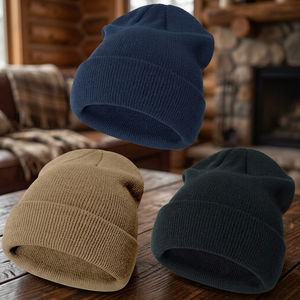 Unisex Knitted <b>Beanie</b> Winter Hat Solid Color Cuffed <b>Slouchy</b> Skull Cap for Men Women Daily Casual Wear - Product Image 2