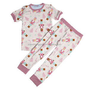 Vente chaude Bébé Vêtements De Nuit Imprimer Fibre De Bambou Deux Pièces Enfants Pyjamas Ensembles En Gros Noël Imprimer Petits Garçons Filles Dormeurs - Product Image 3