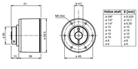 Encodeur rotatif incrémental ENI58IL-H12BA5-4096UD2-RC1 à arbre creux avec sortie universelle