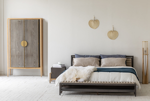 Unici mobili artigianali per camera da letto stile moderno orientale imbottiti grigio fumo set mobili antichi doppio letto di lusso - Product Image 2