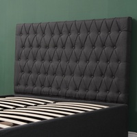 Tête de lit rembourré en lin matelassé de haute qualité, couvre-chef avec boutons, confortable et gris foncé, Queen size