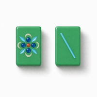 Tuiles de Mahjong en Acrylique Vert Prisme Émeraude avec Motif Facetté, Lot de 166, Personnalisable, Prêt pour l'OEM