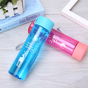 Portable Plastic Water Bottle 450Ml Deer Pattern For Students Summer Sports Cup - Product Image 4