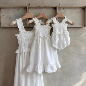 2025年 夏 女の子用 ノースリーブ プリンセスドレス カジュアル 子供服 無地 ラッフル ギャザー ストラップ ベビースカート - Product Image 4