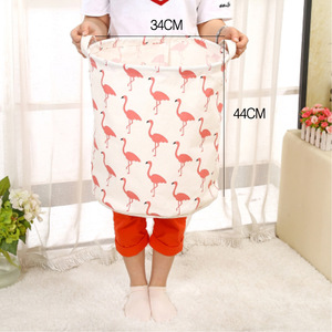 <b>Collapsible</b> Laundry Baskets Round Cotton Linen Fabric <b>Storage</b> Bucket For Clothing Organizer Daily Necessities - Product Image 4