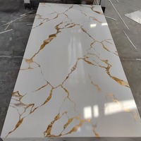 Panneaux Muraux en PVC Modernes Écologiques, Aspect Marbre Brillant, Insonorisants et Ignifuges, pour Hôtels, Villas et Salons