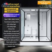 Ensemble de douche moderne écologique à montage au plafond avec cabine de douche, lavabo et toilettes tout-en-un