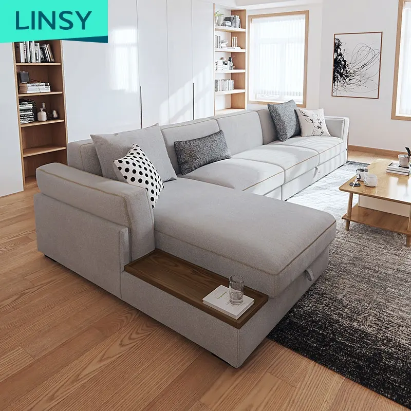 Linsy Salon sofa đồ nội thất hiện đại ngủ cắt sofa với lưu trữ Mỹ phong cách phòng khách đồ nội thất sofa Set 995