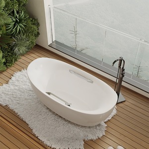 Baignoire autoportante ovale en acrylique sans joint pour petit appartement, avec robinet, pour séjour à domicile, <span class=keywords><strong>bain</strong></span> profond et <span class=keywords><strong>bain</strong></span> froid - Product Image 3