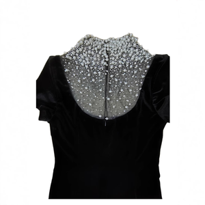 Abito da sera da donna Sexy argento con paillettes nero lungo abito da sera in velluto per bendaggio perle con perline XS <span class=keywords><strong>abbigliamento</strong></span> per festa di compleanno - Product Image 5
