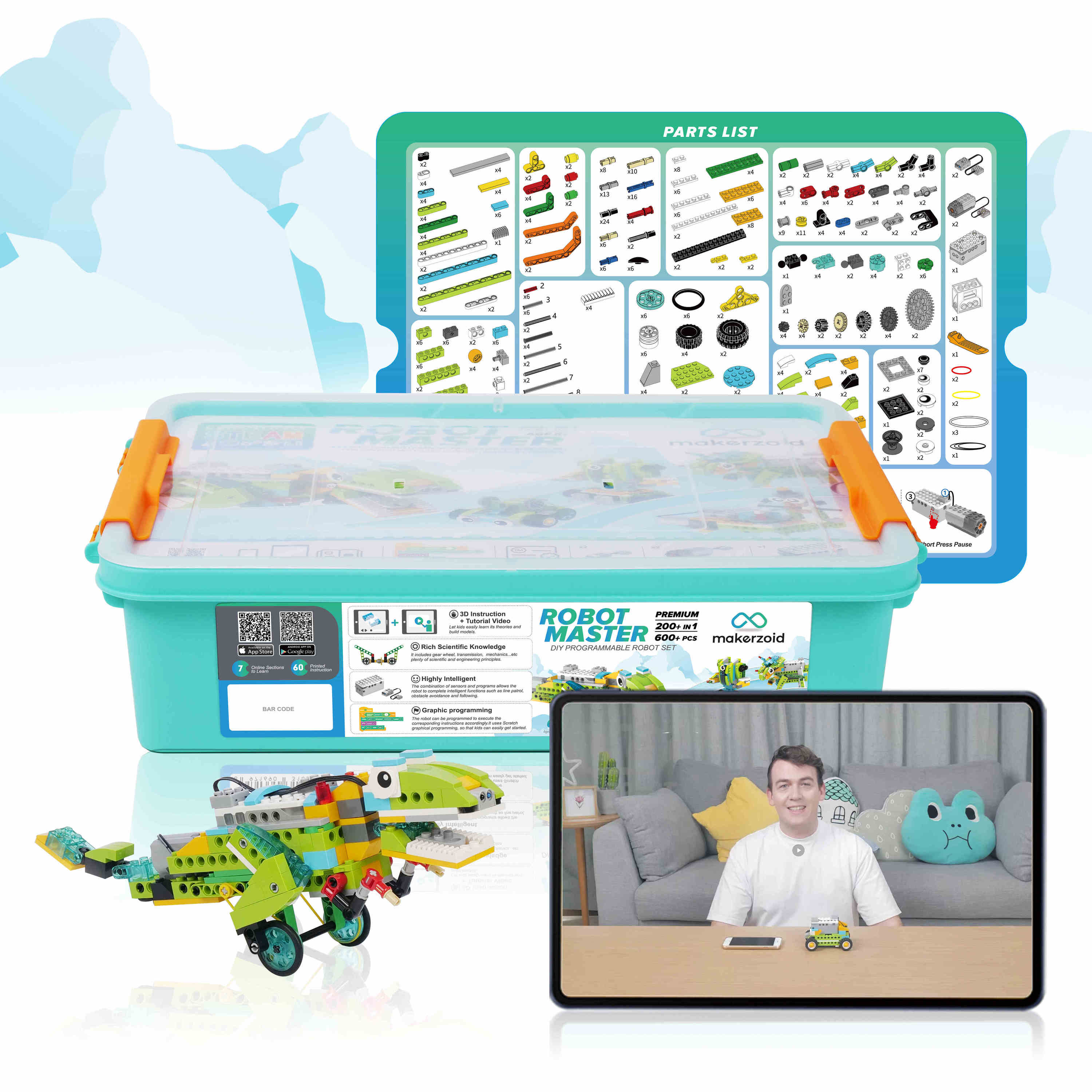 STEAM Programmable <strong>Robot</strong> Master Premium Set 200 in <strong>1</strong> Wedo <strong>Robotics</strong> <strong>Kit</strong> for Kids 6+
