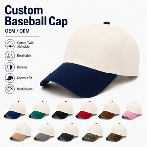 Custom Logo 6-Panel Baseball Cap Structured Fit Contrast Visor Premium Cotton Wholesale Adjustable Sun <b>Hat</b> Ivory Coffee Brown - Product Image 1