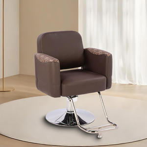 Chaise de barbier pivotante simple pour salons, chaise de coupe de cheveux inclinable en acier pour salons de beauté - Product Image 2