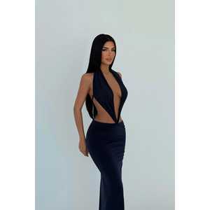 Vestido de Trabajo Azul Marino con Lazos - Product Image 2