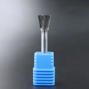 SN-5 6.35mm Shank Diameter Double Cut Inverted Cone Shape Tools Grinding Cutter Burs Tungsten Rotary Carbide Burr