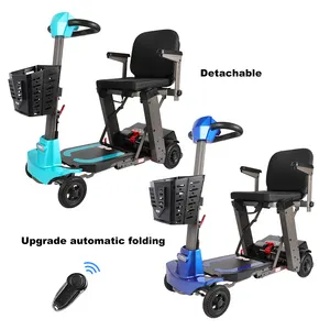 Skuter mobilitas elektrik tanpa sikat lipat otomatis, baterai Lithium aluminium orang tua bermotor 4 roda skuter mobilitas