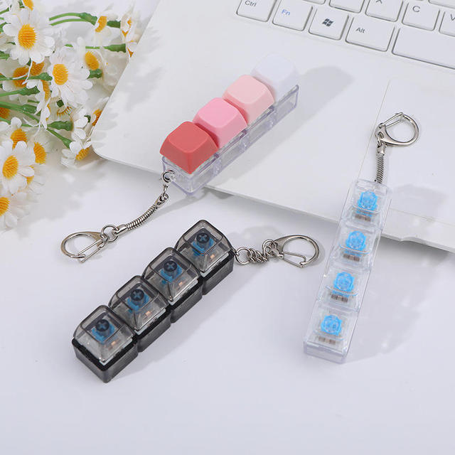 Design Keycaps LED Light Click Fidget Keychain Multiple Color Options Stress Relief Toy Plastic LED Light Keychain
