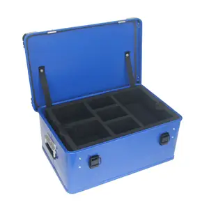 Caja de almacenamiento de aluminio puro, peso ligero, grande, chapado en azul, envío