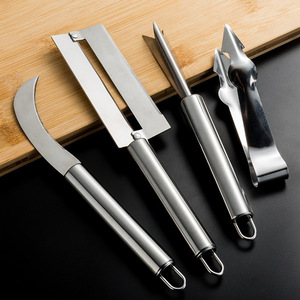Stainless Steel Peeler Set 4 Pieces Multi Function <b>Fruit</b> <b>Vegetable</b> <b>Tool</b> For Pineapple Sugarcane Eye Remover With Tweezers - Product Image 1
