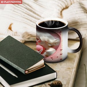 Frosted Black 11oz <b>Ceramic</b> <b>Mug</b> Heat Activated Cup For Festival Souvenir - Product Image 3
