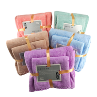 Ensemble de serviettes de bain en polaire corail à séchage rapide, doux et respectueux de la peau, pour cheveux secs, cadeaux de mariage mère-fils, activités, vente en gros