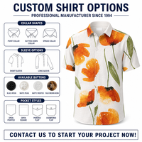 Chemise à manches courtes en lin/coton pour homme, à motifs floraux, respirante, boutonnée, décontractée, pour les vacances