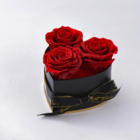 HFlora Vente en gros de mini boîtes de roses éternelles en forme de cœur, 3 roses préservées dans une boîte cadeau en forme de cœur pour femme et famille