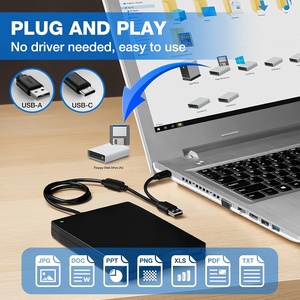 ไดรฟ์ฟลอปปี้ดิสก์ภายนอกแบบพกพา <span class=keywords><strong>USB</strong></span> และ Type-C ความจุ 1.44MB - แบบเสียบแล้วใช้งานได้ทันที น้ำหนัก 0.52 ปอนด์ พร้อมสาย <span class=keywords><strong>USB</strong></span>-C เป็น <span class=keywords><strong>USB</strong></span>-A อุปกรณ์เสริมสำหรับแล็ปท็อป - Product Image 2
