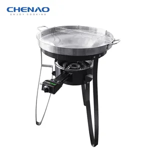 Atacado Ferro Redondo Pan Stand Fogão Portátil Camping Grills Máquina De Gás Cozinhar Aparelho Para Churrasco Ao Ar Livre